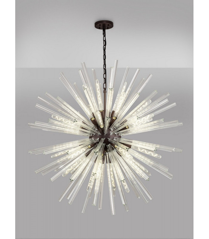 32 Light E27 Round Pendant Brown Oxide  Clear Glass-3