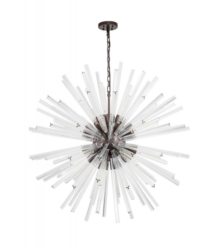 32 Light E27 Round Pendant Brown Oxide  Clear Glass-4