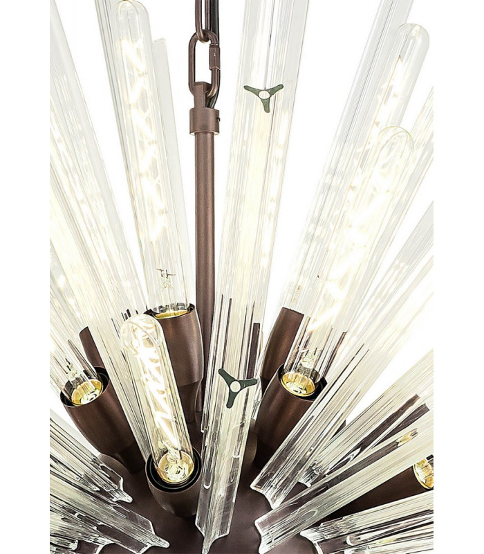 32 Light E27 Round Pendant Brown Oxide  Clear Glass-7