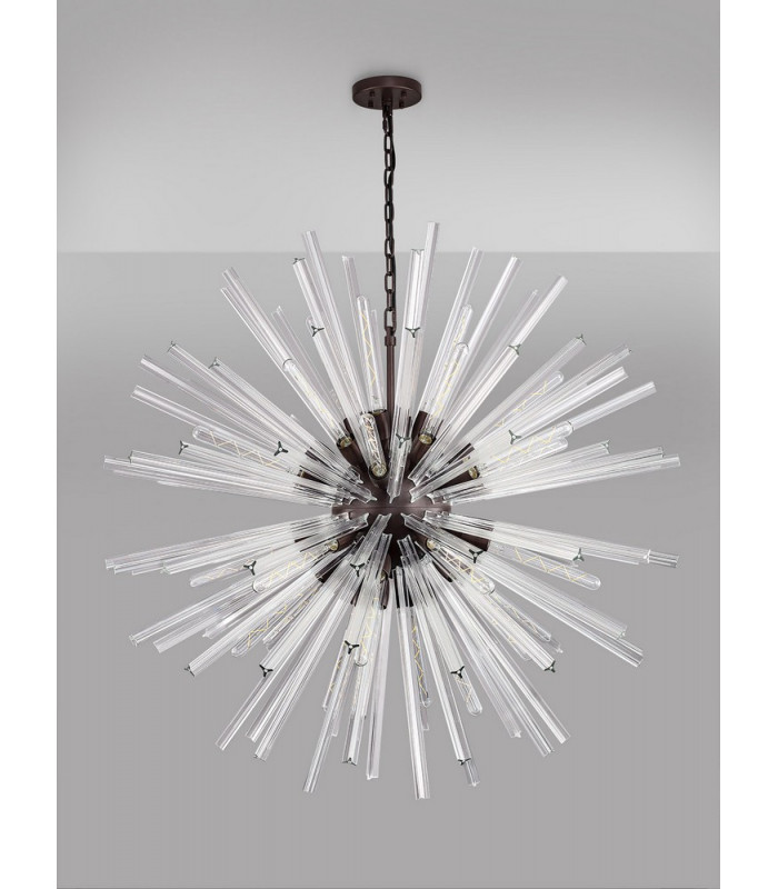 32 Light E27 Round Pendant Brown Oxide  Clear Glass-9