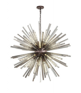 32 Light E27 Round Pendant Brown Oxide  Smoke Glass-1