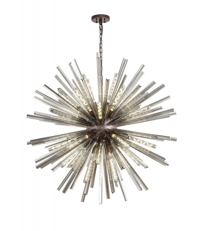 32 Light E27 Round Pendant Brown Oxide  Smoke Glass-1