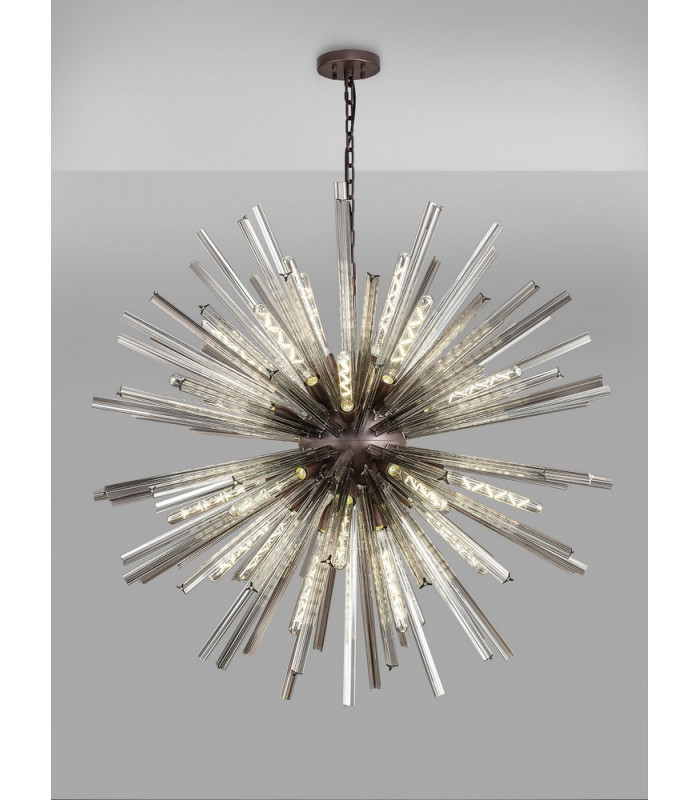 32 Light E27 Round Pendant Brown Oxide  Smoke Glass-3