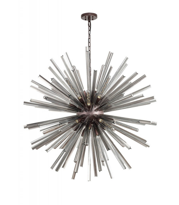 32 Light E27 Round Pendant Brown Oxide  Smoke Glass-4