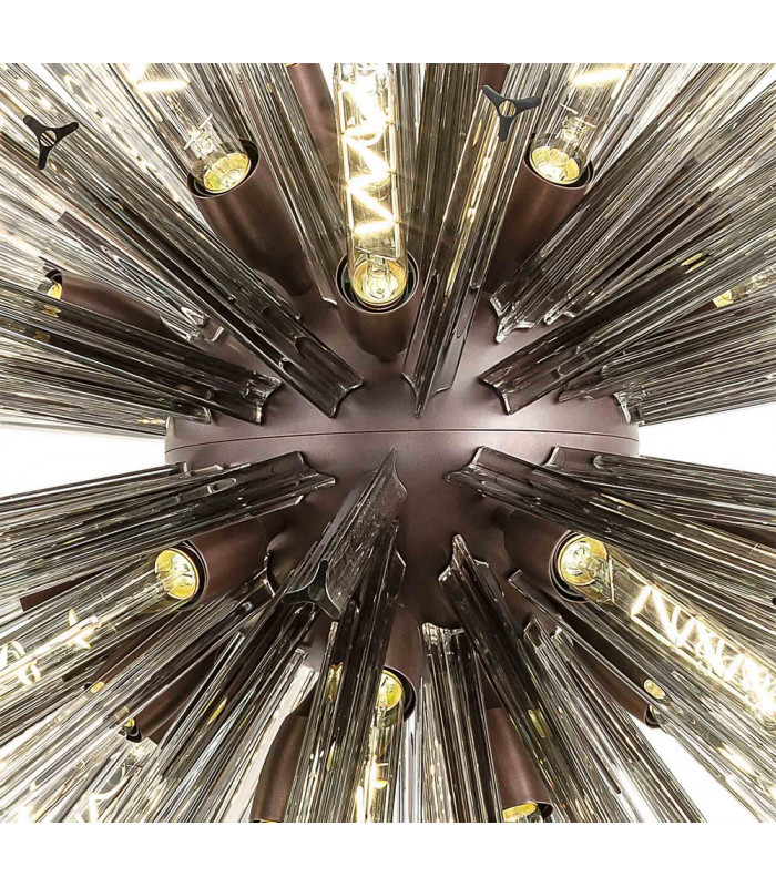 32 Light E27 Round Pendant Brown Oxide  Smoke Glass-6