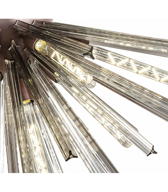 32 Light E27 Round Pendant Brown Oxide  Smoke Glass-7