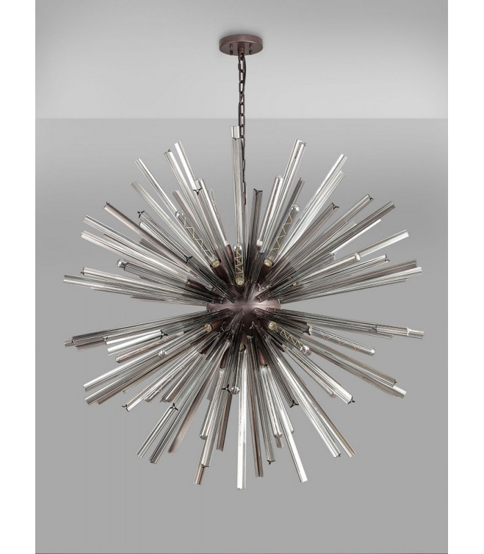 32 Light E27 Round Pendant Brown Oxide  Smoke Glass-9