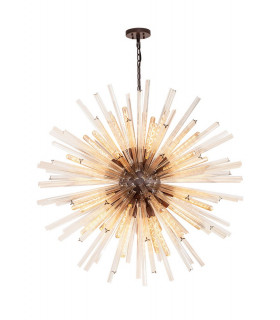 32 Light E27 Round Pendant Brown Oxide  Champagne Glass-1