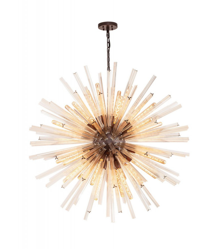 32 Light E27 Round Pendant Brown Oxide  Champagne Glass-1