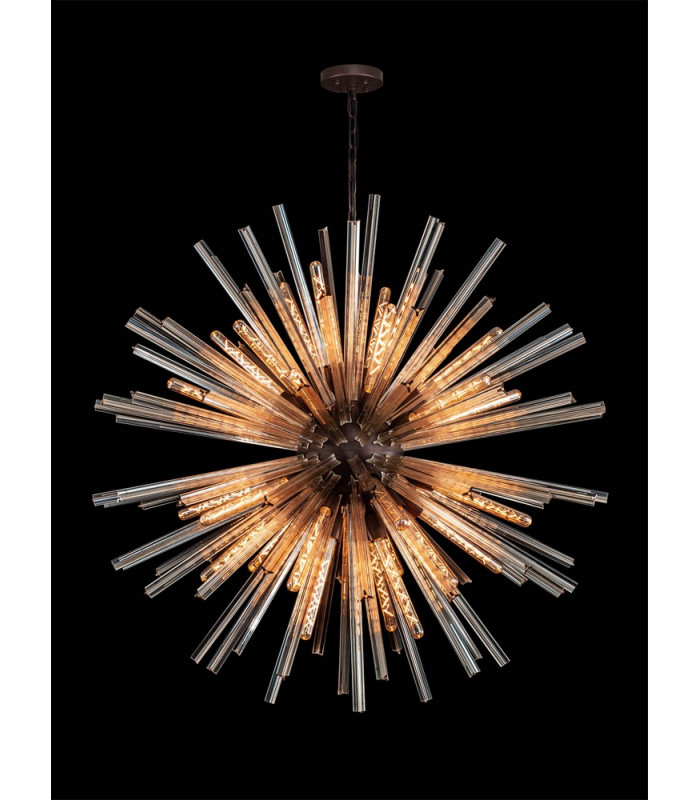 32 Light E27 Round Pendant Brown Oxide  Champagne Glass-3