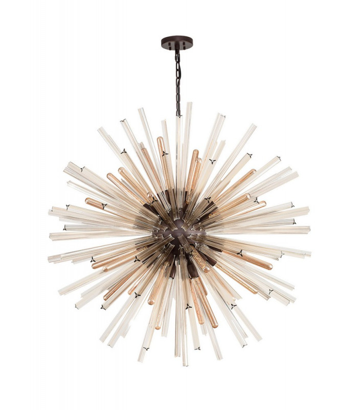 32 Light E27 Round Pendant Brown Oxide  Champagne Glass-4