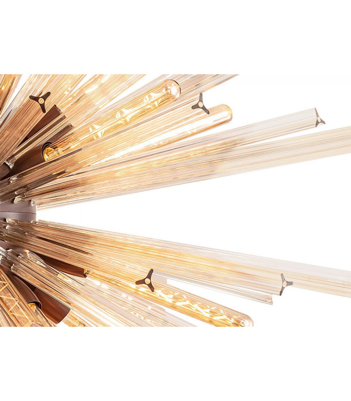32 Light E27 Round Pendant Brown Oxide  Champagne Glass-7