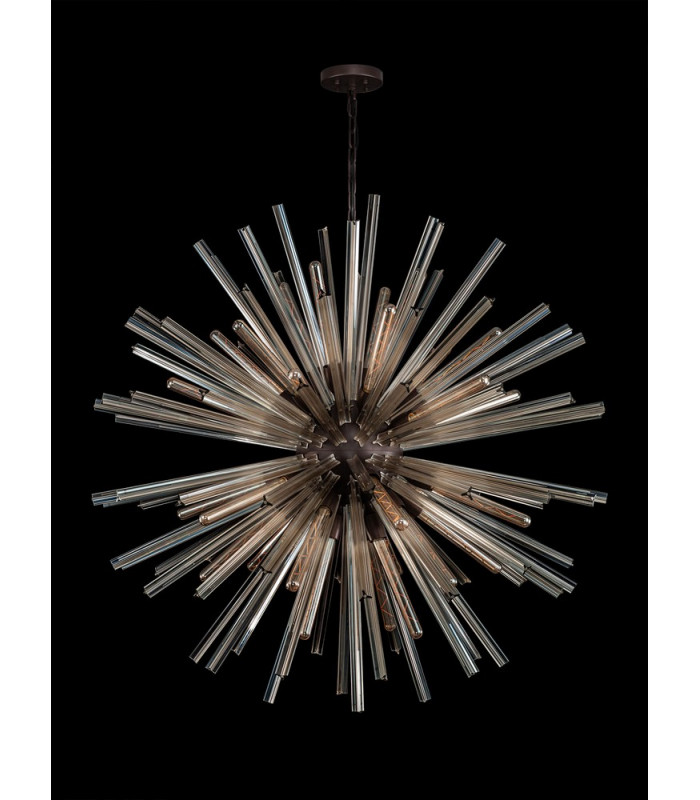 32 Light E27 Round Pendant Brown Oxide  Champagne Glass-9