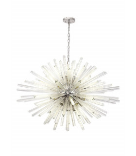 32 Light E27 Oval Pendant Polished Nickel  Clear Glass-1