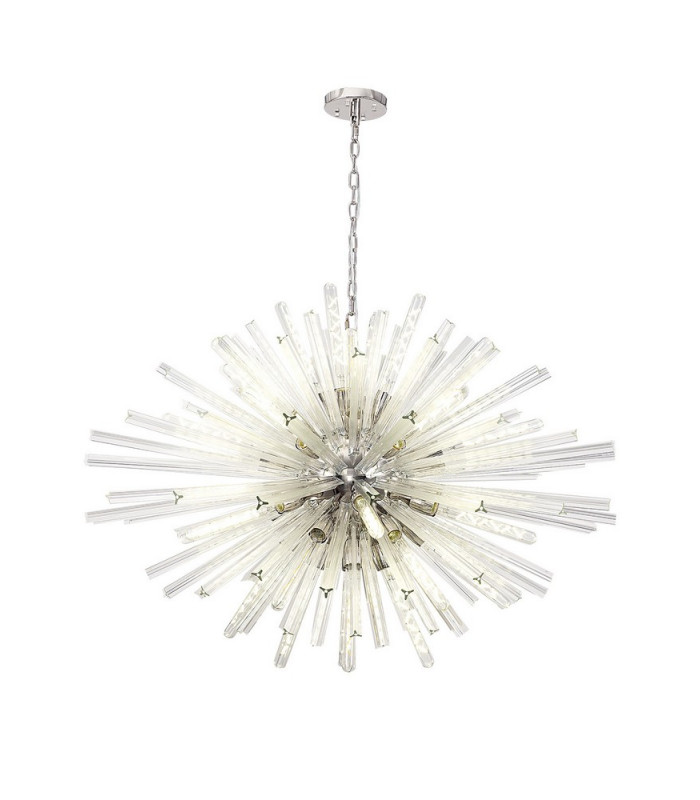 32 Light E27 Oval Pendant Polished Nickel  Clear Glass-1