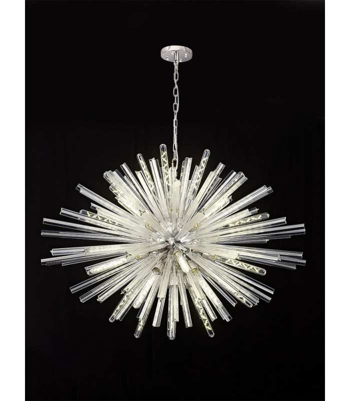 32 Light E27 Oval Pendant Polished Nickel  Clear Glass-3