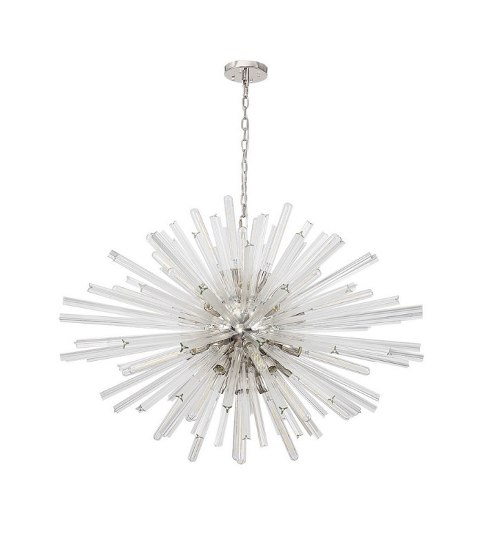 32 Light E27 Oval Pendant Polished Nickel  Clear Glass-4