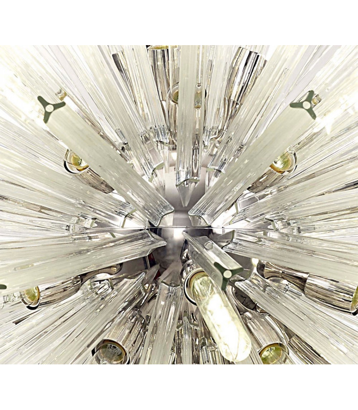 32 Light E27 Oval Pendant Polished Nickel  Clear Glass-6