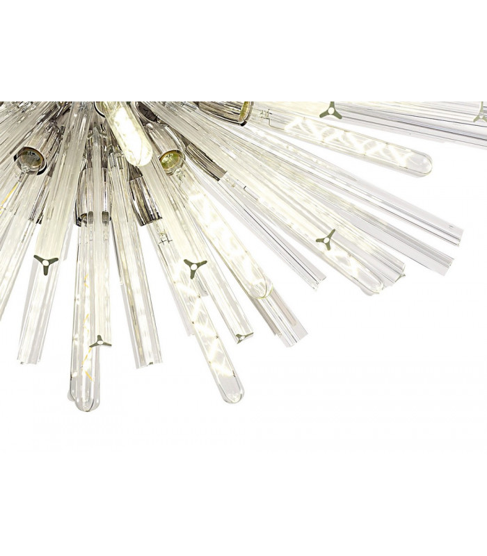 32 Light E27 Oval Pendant Polished Nickel  Clear Glass-7