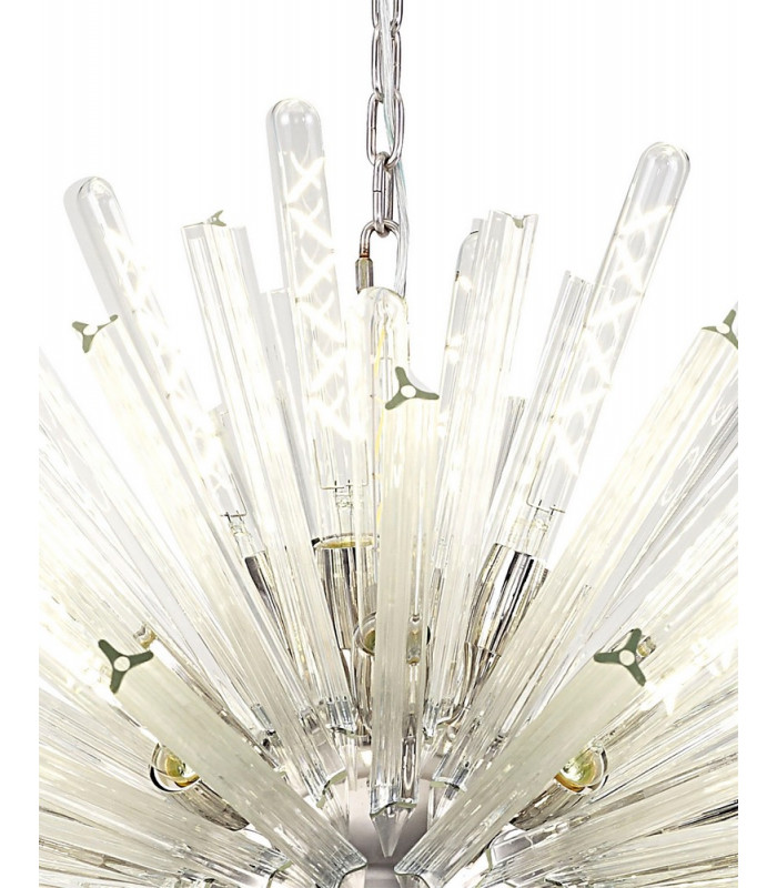 32 Light E27 Oval Pendant Polished Nickel  Clear Glass-8