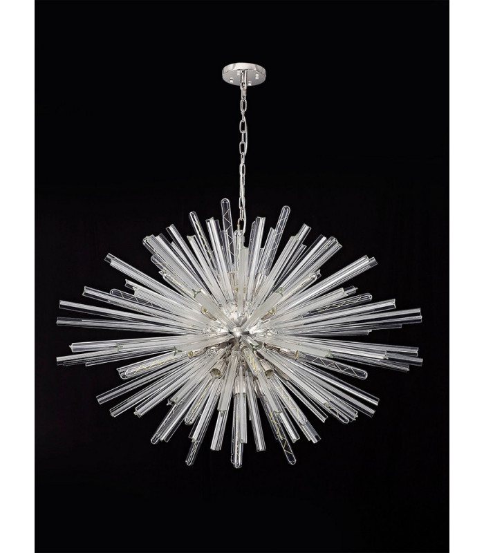 32 Light E27 Oval Pendant Polished Nickel  Clear Glass-10