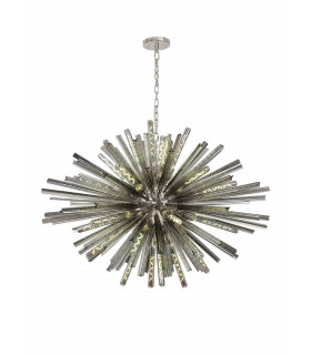 32 Light E27 Oval Pendant Polished Nickel  Smoke Glass-1