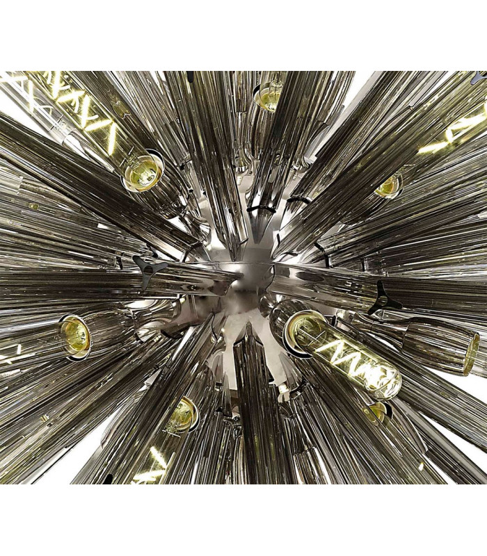 32 Light E27 Oval Pendant Polished Nickel  Smoke Glass-6