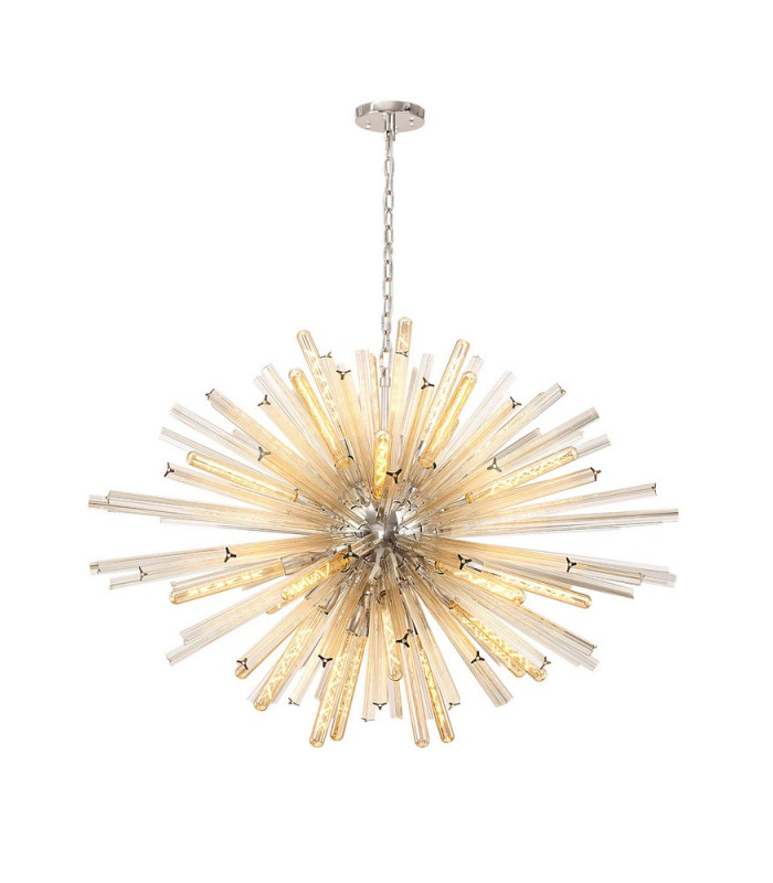 32 Light E27 Oval Pendant Polished Nickel  Champagne Glass-1