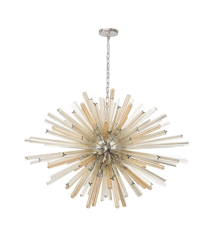 32 Light E27 Oval Pendant Polished Nickel  Champagne Glass-4