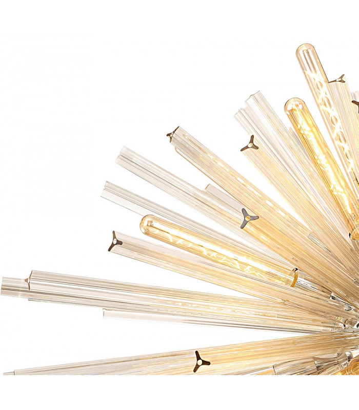 32 Light E27 Oval Pendant Polished Nickel  Champagne Glass-5