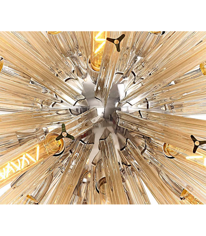 32 Light E27 Oval Pendant Polished Nickel  Champagne Glass-6