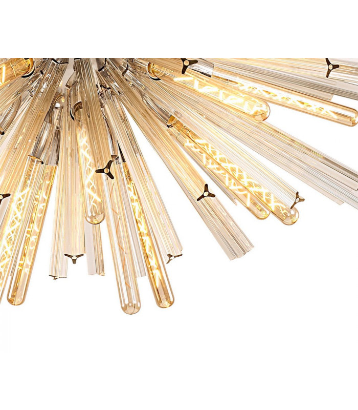 32 Light E27 Oval Pendant Polished Nickel  Champagne Glass-7