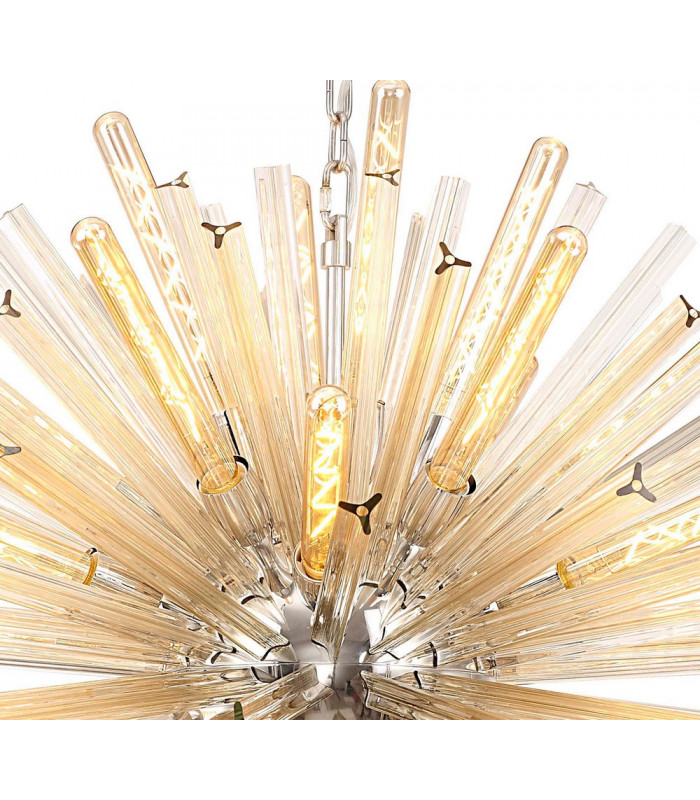 32 Light E27 Oval Pendant Polished Nickel  Champagne Glass-8