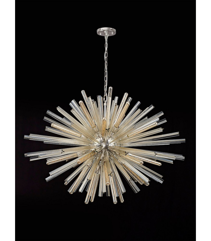 32 Light E27 Oval Pendant Polished Nickel  Champagne Glass-10