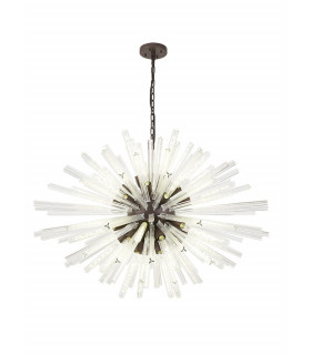 32 Light E27 Oval Pendant Brown Oxide  Clear Glass-1