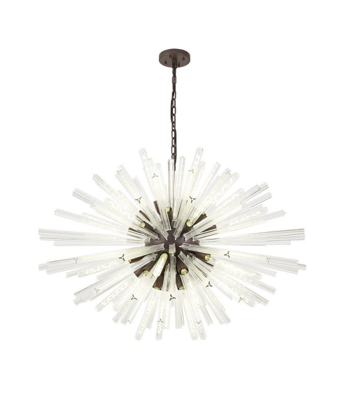 32 Light E27 Oval Pendant Brown Oxide  Clear Glass-1