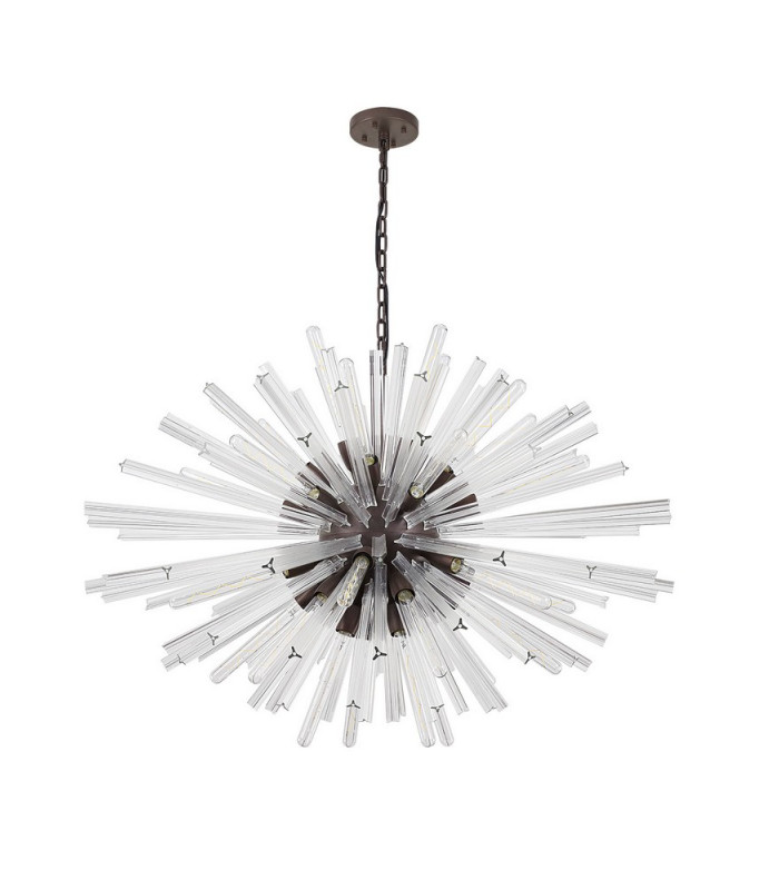 32 Light E27 Oval Pendant Brown Oxide  Clear Glass-4