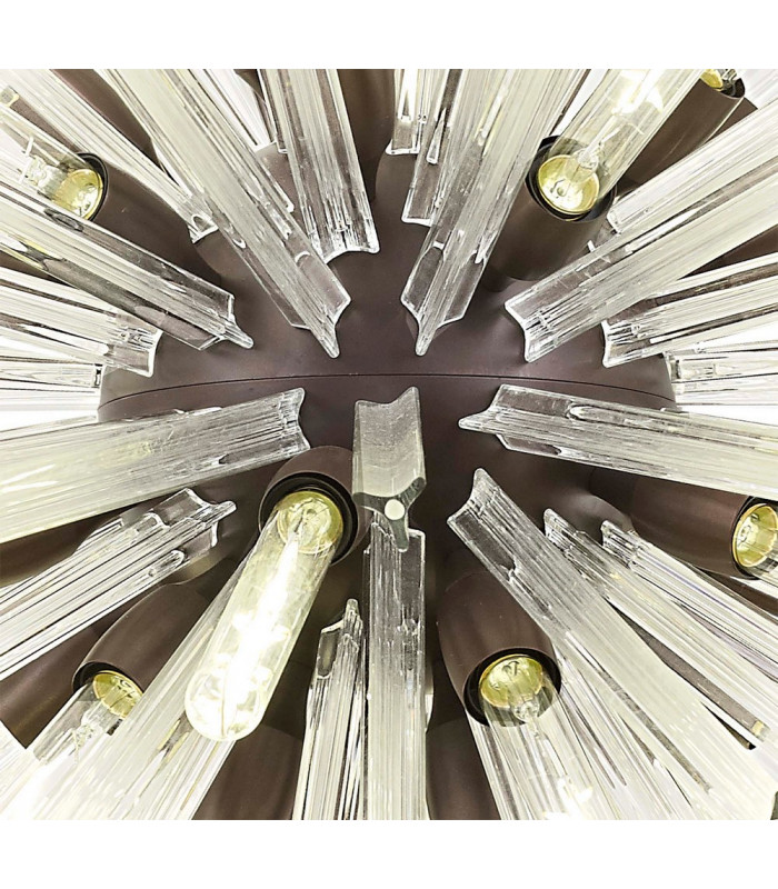 32 Light E27 Oval Pendant Brown Oxide  Clear Glass-6