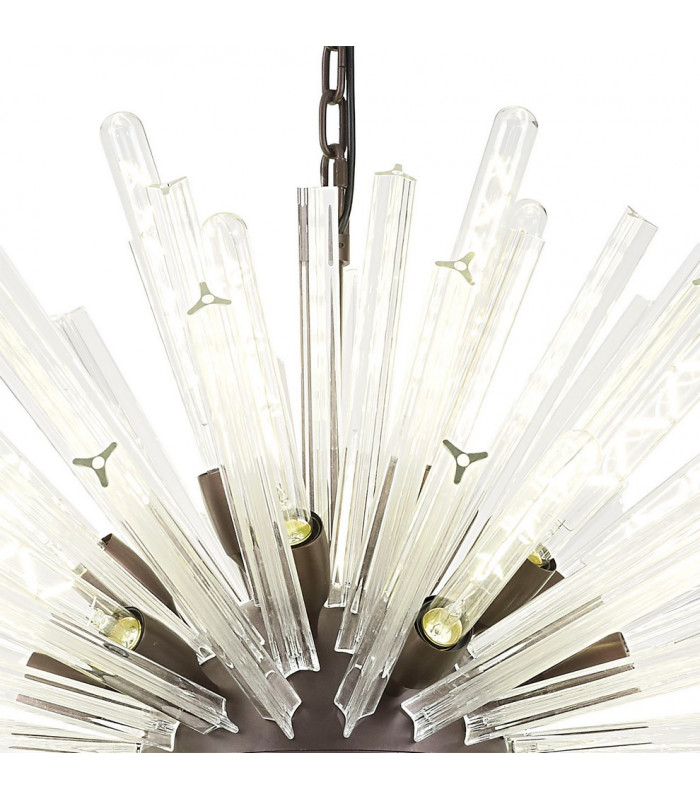 32 Light E27 Oval Pendant Brown Oxide  Clear Glass-8