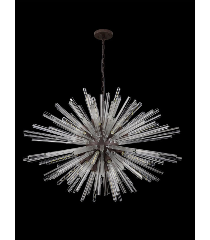 32 Light E27 Oval Pendant Brown Oxide  Clear Glass-10