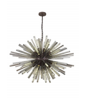 32 Light E27 Oval Pendant Brown Oxide  Smoke Glass-1