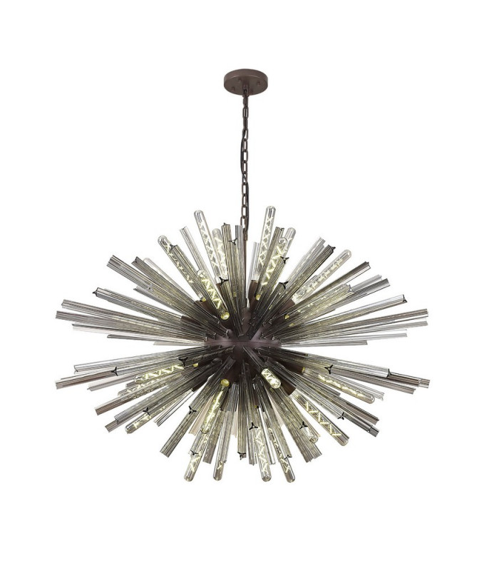 32 Light E27 Oval Pendant Brown Oxide  Smoke Glass-1