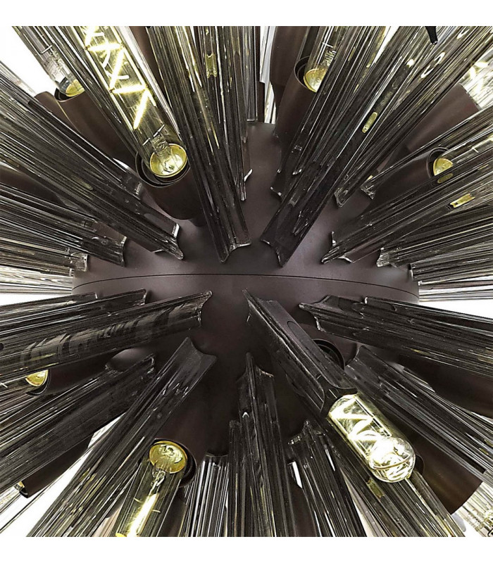 32 Light E27 Oval Pendant Brown Oxide  Smoke Glass-6