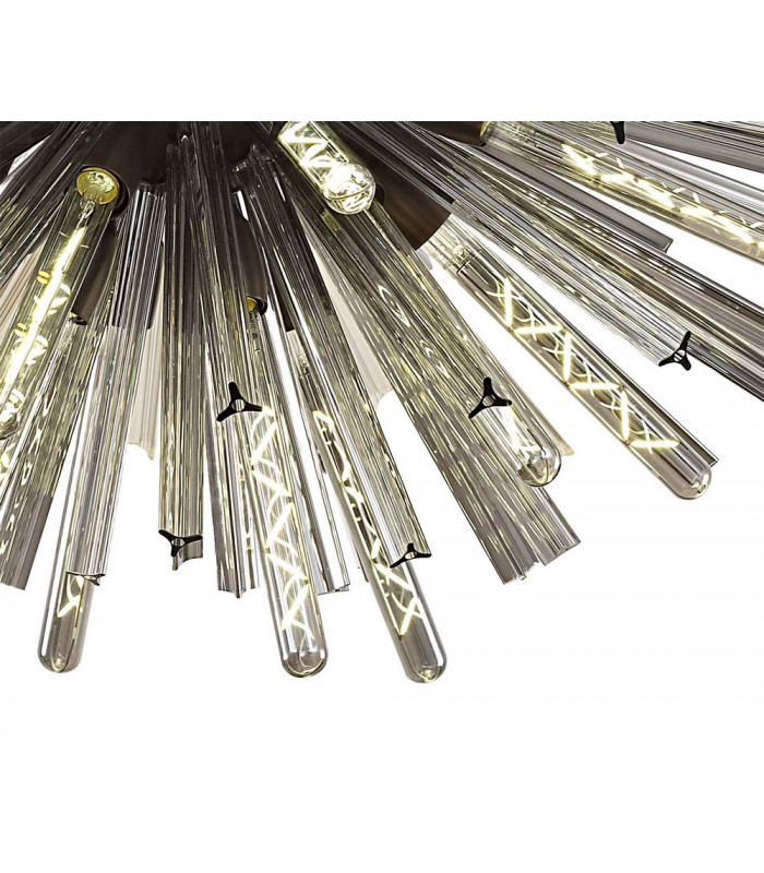 32 Light E27 Oval Pendant Brown Oxide  Smoke Glass-7