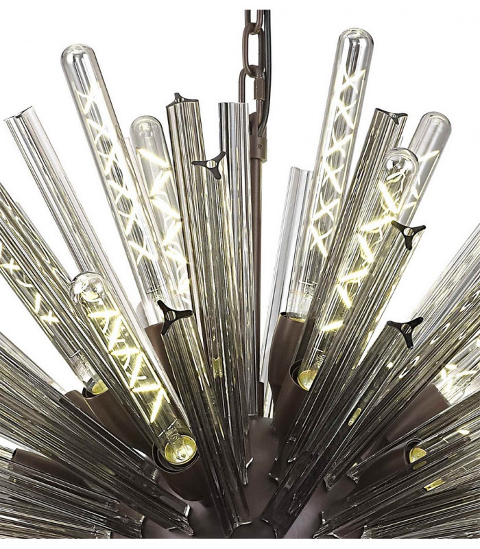 32 Light E27 Oval Pendant Brown Oxide  Smoke Glass-8