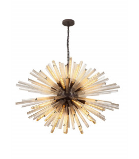 32 Light E27 Oval Pendant Brown Oxide  Champagne Glass-1