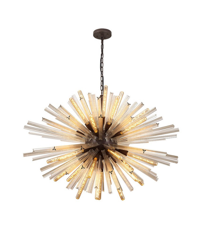32 Light E27 Oval Pendant Brown Oxide  Champagne Glass-1