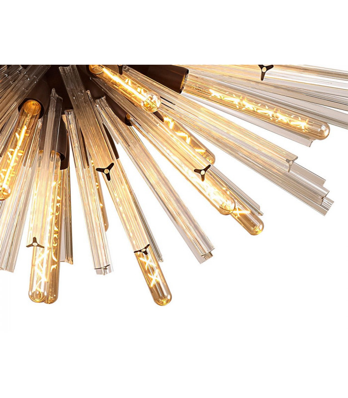 32 Light E27 Oval Pendant Brown Oxide  Champagne Glass-7