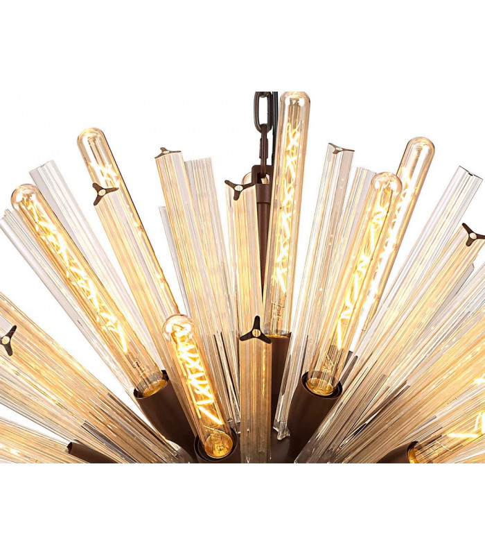 32 Light E27 Oval Pendant Brown Oxide  Champagne Glass-8