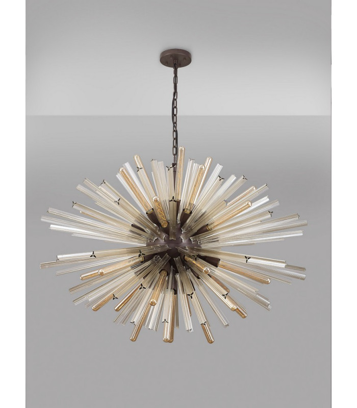 32 Light E27 Oval Pendant Brown Oxide  Champagne Glass-10